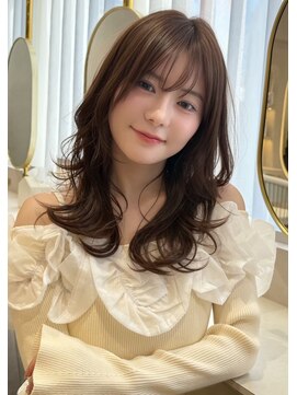 ロンドアベニール 北千住(Lond avenir) レイヤーカット/グレージュブラウン/韓国巻き/顔周りカット