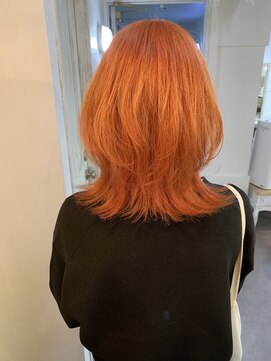 クオン 今泉(quon) オレンジカラー×ウルフカット　-天神 今泉 薬院-