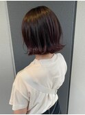 髪質改善トリートメント_マロンベージュ Aラインボブ かきあげ