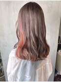 イヤリングカラー　オレンジベージュ　ロング