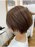 丸みボブ ショートボブ ハニーブラウン