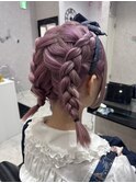 三つ編みアレンジ