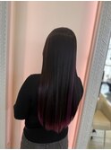 ストレートでもインナーカラーピンクバイオレットが可愛い♪