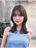 美髪韓国レイヤーイメチェン似合わせチェリーブラウンミニウルフ