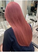 渋谷ピンクベージュカラーペールピンクカラー顔周りレイヤー30代