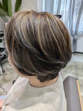 イエロー(Yellow) ハイライト白髪ぼかし/全体染め