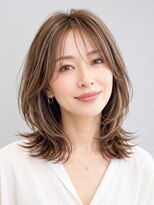 サンタフェ 柳津店(Santa'Fe)&nbsp;白髪ぼかしハイライト/ミディアムレイヤー/髪質改善