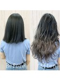 モノトーンアッシュ#シールエクステ#ロングヘア#エクステ#沖縄