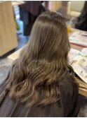 小顔オリーブカラー3Dカラーシークレットハイライトクールロング