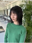 ぱつっとボブ 黒髪 顔周りレイヤー レイヤーカット