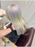 イメチェン/ホワイトブロンド/外ハネボブ/美髪/名古屋