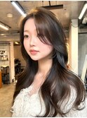 エアリーカールオリーブベージュ大人ヘアモテ髪美髪オフィスヘア