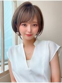 20代30代40代大人かわいいひし形ボブ小顔ショコラベージュ