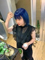 アルカナ 明治神宮前原宿(ARCANA) ネイビーブルー　切りっぱなしボブ　ブルーカラー