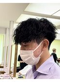 メンズVマッシュツイストスパイラルパーマ