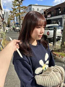 チャプター 問屋町(chapter) ブリーチなしピンクブラウンカラー顔周りレイヤーカット韓国ヘア