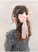 編み込みハーフアップ