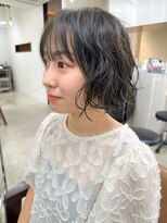 アム(amu)&nbsp;ボブパーマ×オリーブグレイジュ×カーキアッシュ/ゆるめパーマ