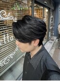 フェザーパーマ/ニュアンスパーマ/センターパート/メンズカット