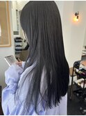 黒髪ストレートロングレイヤーミディアム髪質改善ストレートヘア