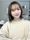 大人ボブ渋谷レイヤーカットミディアムボブベージュ髪質改善