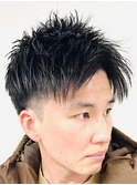 社会人向け◎直毛ツーブロックアップバングで好印象