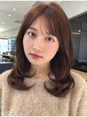 顔まわりカット/レイヤーカット/マットブラウン