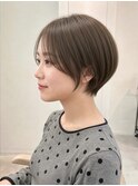 透明感カラー ボブ 前髪 ショート カラー ブリーチ&ダブルカラー