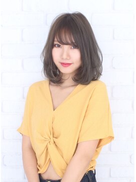 ハピエル ヘアークルー(HAPPYEL hair crew) 透明感アッシュ小顔愛されミディアムレイヤーボブ