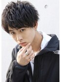【NAVY】アップバングにツーブロック!カットが決め手のマッシュ