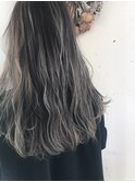 バレイヤージュ/グレージュ＊ミディアム　インナーハイライト