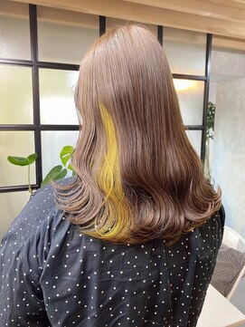 サクラ オモテサンドウ(SAKURA) インナーカラーイエロー イヤリングカラー ミルクティーカラー