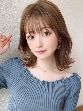 シルクレイ 吉祥寺店(Silk-lei) 大人かわいいフェザーバングマロンベージュボブ30代吉祥寺