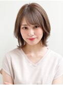 クビレイヤーエモージュ外ハネカールベビーバングミディアム