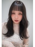 20代30代◎韓国風/ダークグレー/オン眉バング/くびれ巻き