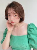 チークバング×甘め丸みショートボブショコラアッシュ