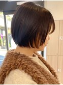 ショートボブ　ボブ　ミニボブ　ショコラブラウン　草加