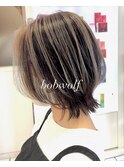 大人ボブウルフレイヤーカット20代30代40代ミルクティーベージュ