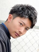 エルマーク 梅田(L-MARK)&nbsp;アップバング短髪ツイストスパイラルブリーチパーマツイスパ