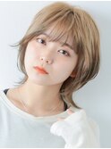 透明感ブリーチなしダブルイルミナカラー小顔レイヤーカット