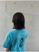 黒髪ストレート切りっぱなしボブ小顔レイヤーカット20代30代
