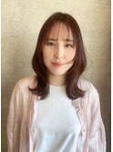 ミディアムレイヤー×ピンクブラウン