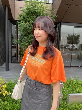 アイリー 名古屋(A/LEE) 小顔カット／ブリーチ無しボルドー／顔周りカット