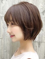 エリマ 横浜西口(elima) 横浜西口白髪染めショートヘアタッセルボブマロンベージュカラー