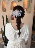編み下ろしヘアアレンジ