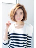 小顔ことりベージュかきあげボブ20代30代