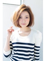 ヘアメイク シュシュ(Hair make chou chou) 小顔ことりベージュかきあげボブ20代30代
