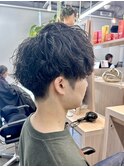 ツイストスパイラルパーマメンズマッシュ刈り上げ　奥東巧真