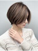 ショートボブ髪型30代40代50代前髪あり前髪なし面長丸顔【倉田】