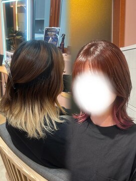 ソトエアンドマーブ 久喜店(SOTOE&marbb) ブリーチ部分を活かして前頭ピンクカラー